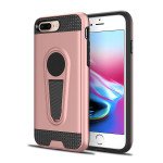 Wholesale iPhone 8 Plus / 7 Plus Metallic Plate Stand Case Work with Magnetic Mount Holder (Rose Gold)